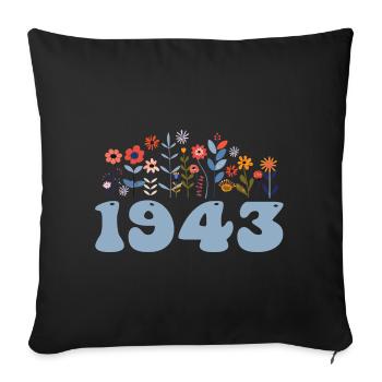 1943 Floral Pattern 1943 Floral Theme Flowers 1943 - Sofa pillowcase 17,3'' x 17,3'' (45 x 45 cm) - black - Front