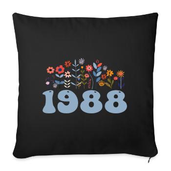1988 Floral Pattern 1988 Floral Theme Flowers 1988 - Sofa pillowcase 17,3'' x 17,3'' (45 x 45 cm) - black - Front