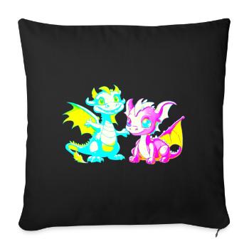 Drache Drachen Kinder - Sofakissenbezug 45 x 45 cm - Schwarz - Vorne