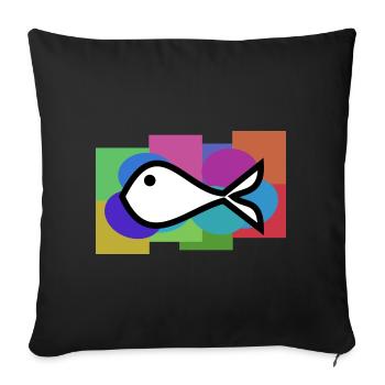 POISSON. SARDINE. POISSON D'AVRIL. MER. OCÉAN - Housse de coussin décorative 45 x 45 cm - noir - Devant