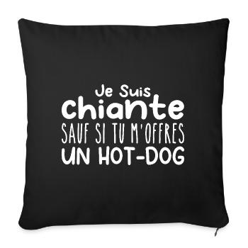 Woman who loves it: Hot dog. Funny Design Humor - Sofa pillowcase 17,3'' x 17,3'' (45 x 45 cm) - black - Front