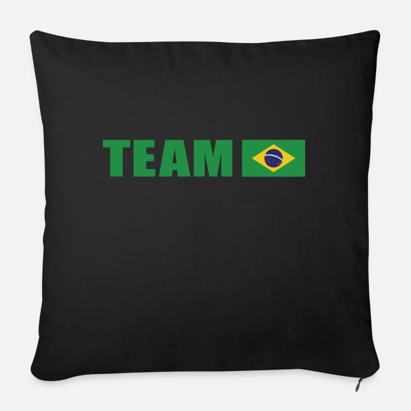 Équipe de soutien au Brésil - Housse de coussin décorative 45 x 45 cm - noir