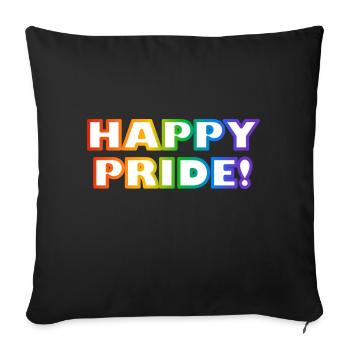 Happy Gay Pride Regenbogen LGBTQ - Sofakissenbezug 45 x 45 cm - Schwarz - Vorne