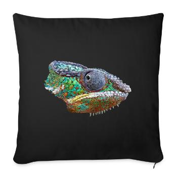 Bunte Chamäleon Illustration - Sofakissenbezug 45 x 45 cm - Schwarz - Vorne