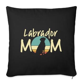 maman labrador rétro coucher de soleil design - Housse de coussin décorative 45 x 45 cm - noir - Devant