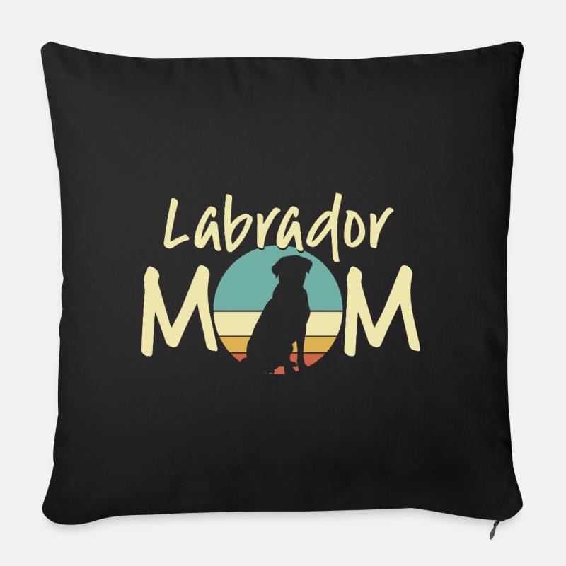 Labrador Mama Retro Sonnenuntergang Design - Sofakissenbezug 45 x 45 cm - Schwarz