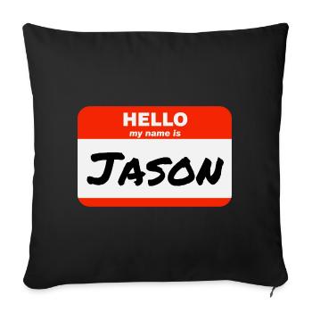 Bonjour, je m’appelle Jason Red Label avec le prénom - Housse de coussin décorative 45 x 45 cm - noir - Devant
