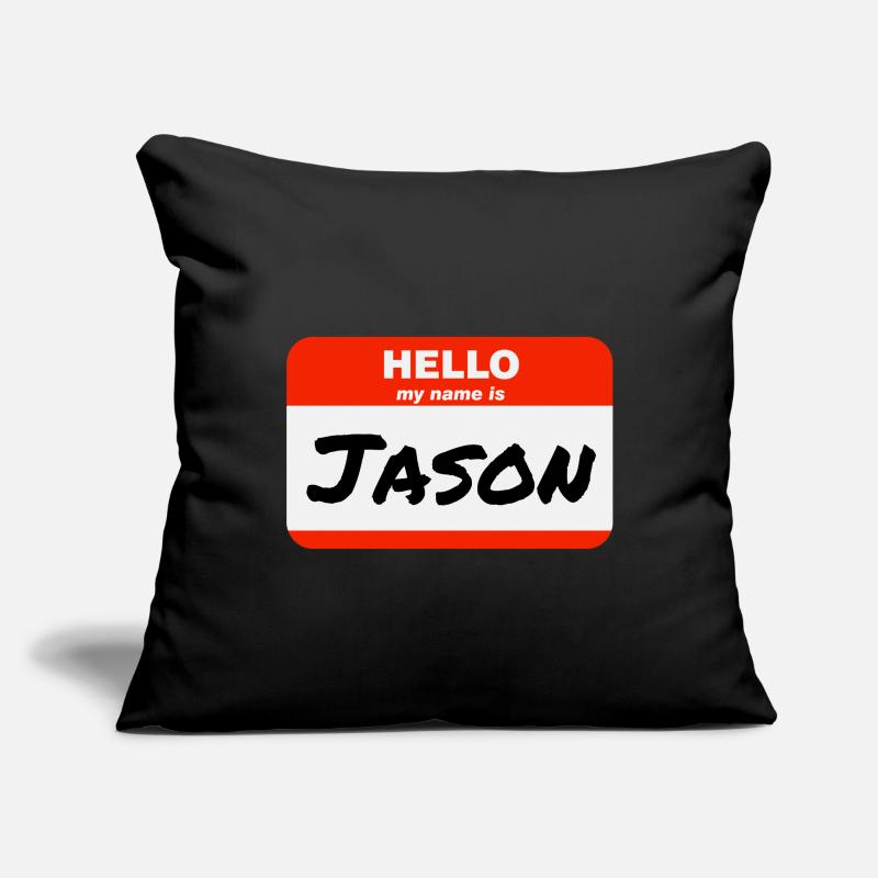 Hello My Name Is Jason Red Label with First Name Sofa pillowcase 17,3'' x 17,3'' (45 x 45 cm)