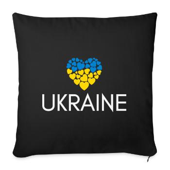 Heart with Ukrainian flag, I love Ukraine - Sofa pillowcase 17,3'' x 17,3'' (45 x 45 cm) - black - Front