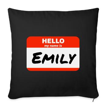 Bonjour, je m’appelle Emily Étiquette Nom Tag - Housse de coussin décorative 45 x 45 cm - noir - Devant
