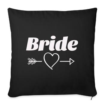 Conception de flèche de coeur de mariée - Housse de coussin décorative 45 x 45 cm - noir - Devant