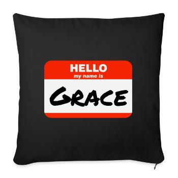 Hello My Name Is Grace Label Name Tag - Sofa pillowcase 17,3'' x 17,3'' (45 x 45 cm) - black - Front