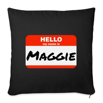 Bonjour, je m’appelle Maggie Étiquette Étiquette Étiquette - Housse de coussin décorative 45 x 45 cm - noir - Devant