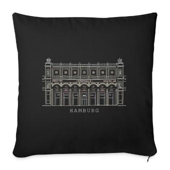 Hamburg, Hand Drawing Kunsthalle, Germany - Sofa pillowcase 17,3'' x 17,3'' (45 x 45 cm) - black - Front