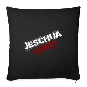 Yeshua lives white and red - Sofa pillowcase 17,3'' x 17,3'' (45 x 45 cm) - black - Front