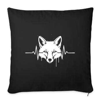 Fox Head Heartbeat Graffiti Vector - Sofa pillowcase 17,3'' x 17,3'' (45 x 45 cm) - black - Front