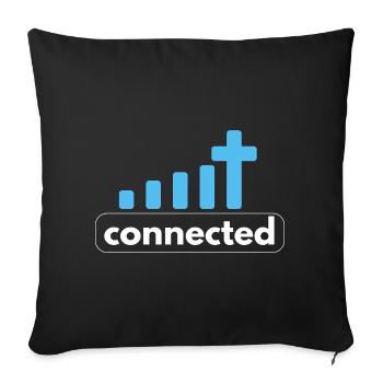 Connected - Cross - Connection to God - Christian - Sofa pillowcase 17,3'' x 17,3'' (45 x 45 cm) - black - Front
