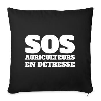agriculteur, agriculture, tracteur, paysan - Housse de coussin décorative 45 x 45 cm - noir - Devant