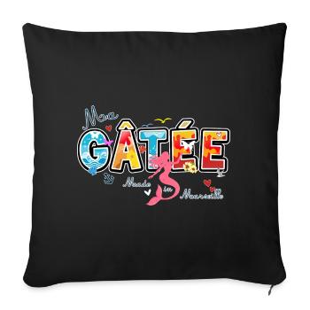 Ma Gatée, Expression marseillaise, valentines gift - Housse de coussin décorative 45 x 45 cm - noir - Devant