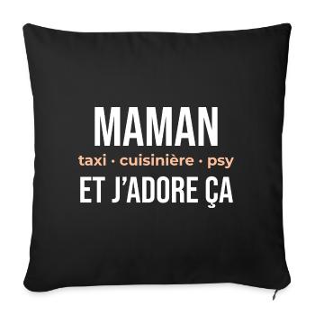 Maman Taxi Cuisinière et Plus - Housse de coussin décorative 45 x 45 cm - noir - Devant