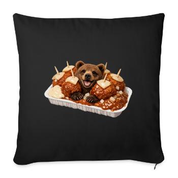 Morsure d’ours avec ours - Housse de coussin décorative 45 x 45 cm - noir - Devant