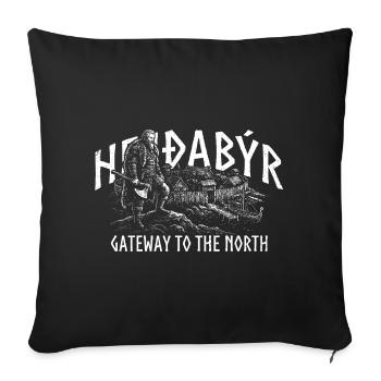 HEIÐABÝR - Porte d’entrée vers le Nord - Housse de coussin décorative 45 x 45 cm - noir - Devant