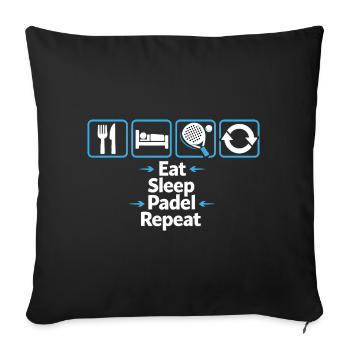 Eat Sleep Padel Repeat – Padel Lifestyle - Sofa pillowcase 17,3'' x 17,3'' (45 x 45 cm) - black - Front