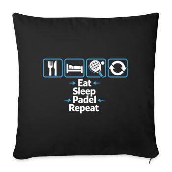 Eat Sleep Padel Repeat – Padel Lifestyle - Sofa pillowcase 17,3'' x 17,3'' (45 x 45 cm) - black - Front