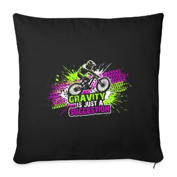 Title: Gravity Suggestion MTB Downhill Shirt - Sofa pillowcase 17,3'' x 17,3'' (45 x 45 cm) - black - Front