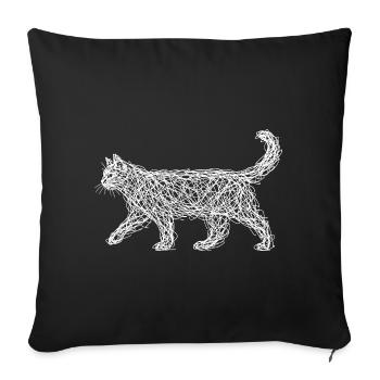 Scribble Cat Abstract Sketch Minimalist Art - Sofa pillowcase 17,3'' x 17,3'' (45 x 45 cm) - black - Front