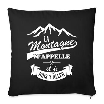 Tshirt Randonnée - La Montagne m'appelle - Housse de coussin décorative 45 x 45 cm - noir - Devant