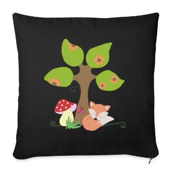 Fuchs unterm Baum - Sofakissenbezug 45 x 45 cm - Schwarz - Vorne
