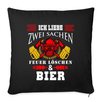Feuerwehr Bier trinken - Sofakissenbezug 45 x 45 cm - Schwarz - Vorne