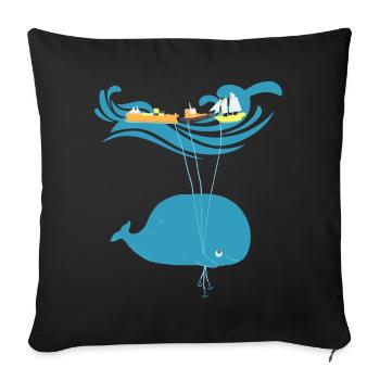 Funny Whale Balloon Sea Ship Kids Gift - Sofa pillowcase 17,3'' x 17,3'' (45 x 45 cm) - black - Front