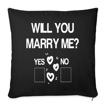 demande en mariage demande drôle amour mariage humour - Housse de coussin décorative 45 x 45 cm - noir - Devant
