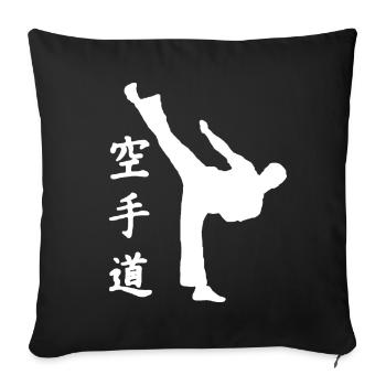 Arts martiaux karaté Jiu Jitsu Taekwondo Japon coup de pied - Housse de coussin décorative 45 x 45 cm - noir - Devant