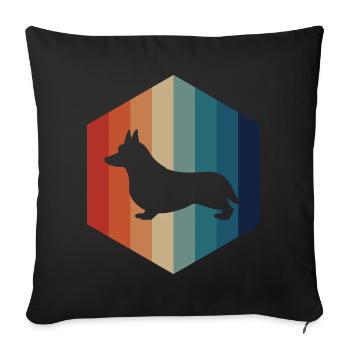 Corgi Vintage Hexagone - Housse de coussin décorative 45 x 45 cm - noir - Devant