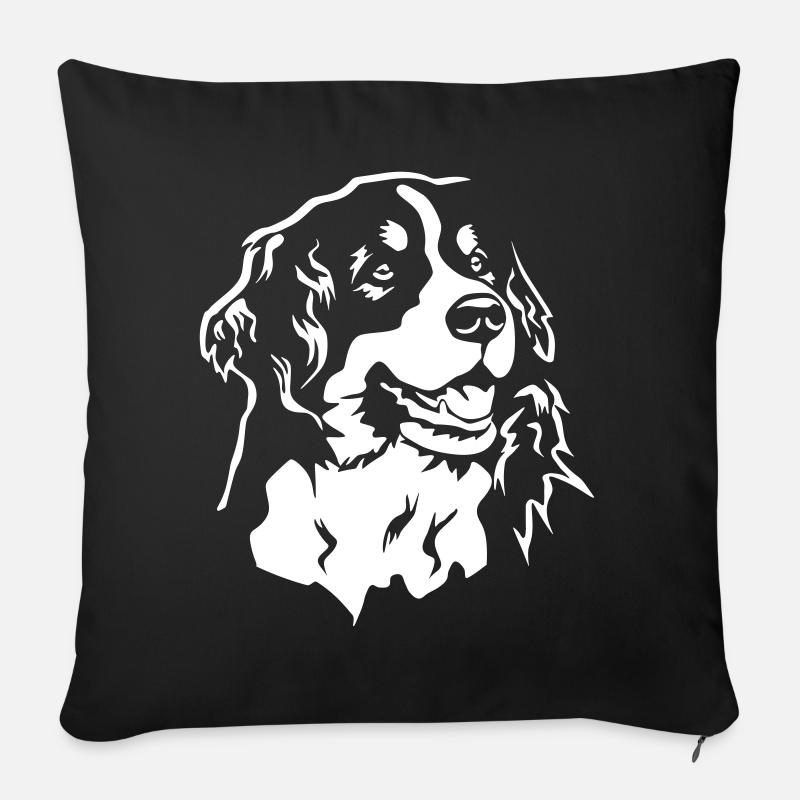 Berner Sennenhund Kopf "Black Edition" - Sofakissenbezug 45 x 45 cm - Schwarz