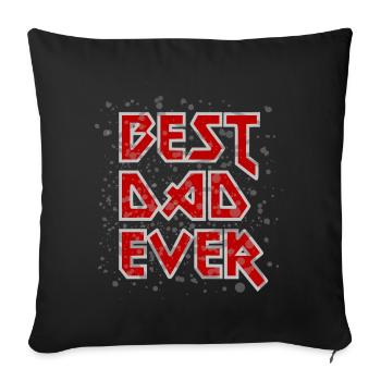 Meilleur papa jamais metal rock cool disant père rouge - Housse de coussin décorative 45 x 45 cm - noir - Devant