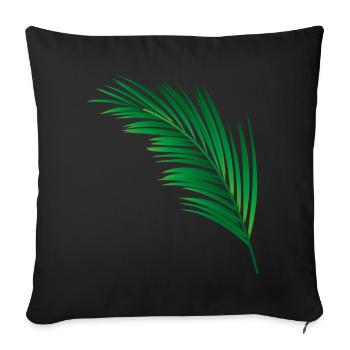 single green palm leaf - Sofa pillowcase 17,3'' x 17,3'' (45 x 45 cm) - black - Front