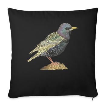 Étourneau sansonnet - Housse de coussin décorative 45 x 45 cm - noir - Devant