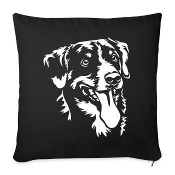Appenzeller Sennenhund Head "Black Edition" - Housse de coussin décorative 45 x 45 cm - noir - Devant
