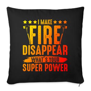 Fireman power saying - Sofa pillowcase 17,3'' x 17,3'' (45 x 45 cm) - black - Front