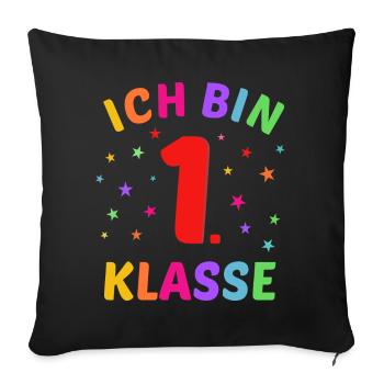 Ich bin 1. Klasse - bunte Sterne - Sofakissenbezug 45 x 45 cm - Schwarz - Vorne