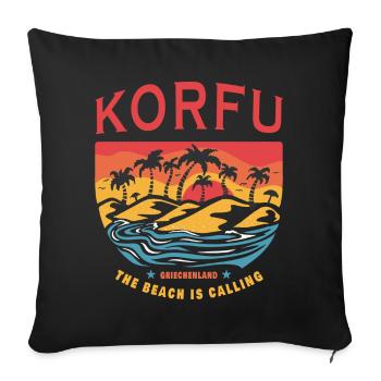 Corfou Grèce Beach Design - Housse de coussin décorative 45 x 45 cm - noir - Devant