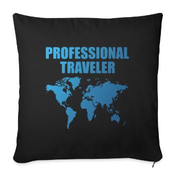 Professionelle Reisende Weltkarte - Sofakissenbezug 45 x 45 cm - Schwarz - Vorne