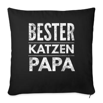 Bester Katzen Papa da schnurren die Katzen - Sofakissenbezug 45 x 45 cm - Schwarz - Vorne