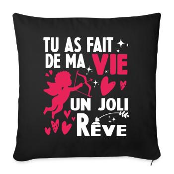 Couple Amoureux Saint Valentin - Housse de coussin décorative 45 x 45 cm - noir - Devant