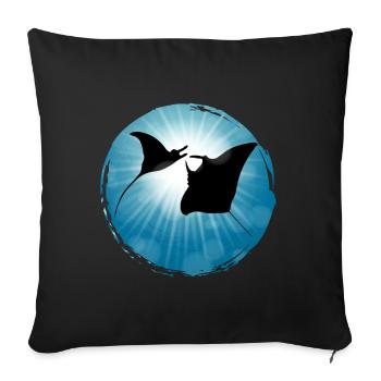 Manta Ray Ocean Plongée sous-marine sous-marine - Housse de coussin décorative 45 x 45 cm - noir - Devant