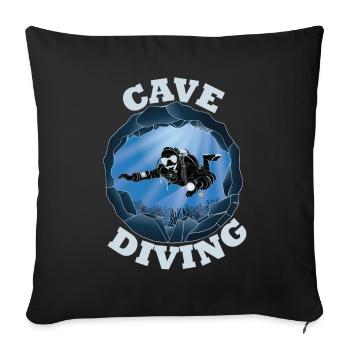 Cave Diving - Underwater Scuba Diver - Sofa pillowcase 17,3'' x 17,3'' (45 x 45 cm) - black - Front